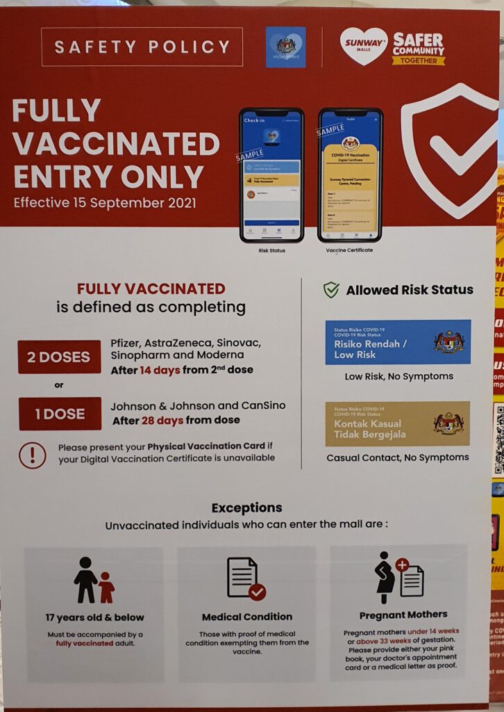 20210911 Sunway Mall Full Covid Vaccine Restrictions Notice